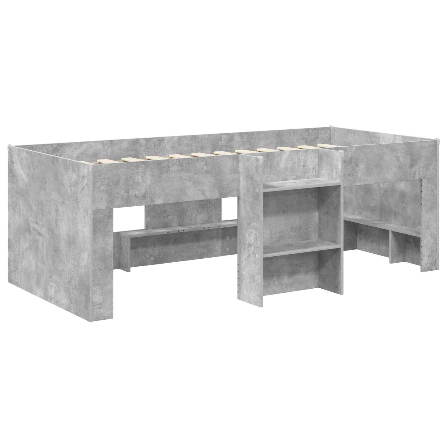 Kids'High Bed Frame Concrete Grey 90 x 190 cm Engineered Wood