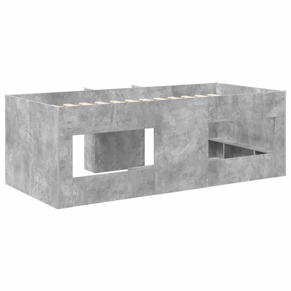 Kids'High Bed Frame Concrete Grey 90 x 190 cm Engineered Wood