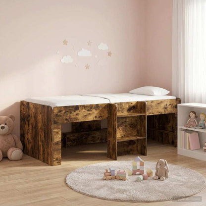 Kids'High Bed Frame Smoked Oak 90 x 190 cm Engineered Wood
