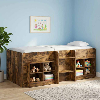 Kids'High Bed Frame Smoked Oak 90 x 190 cm Engineered Wood