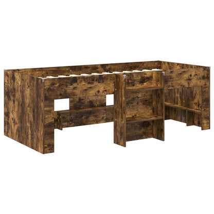Kids'High Bed Frame Smoked Oak 90 x 190 cm Engineered Wood