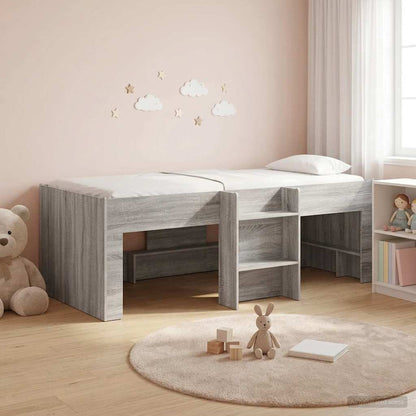 Kids'High Bed Frame Grey Sonoma 90 x 190 cm Engineered Wood