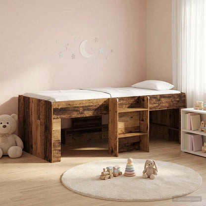 Kids'High Bed Frame Old wood 90 x 190 cm Engineered Wood