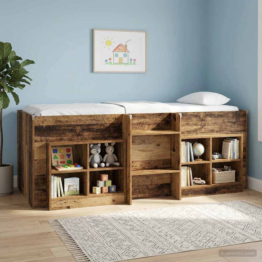 Kids'High Bed Frame Old wood 90 x 190 cm Engineered Wood