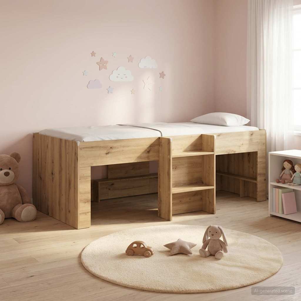 Kids'High Bed Frame Artisan Oak 90 x 190 cm Engineered Wood