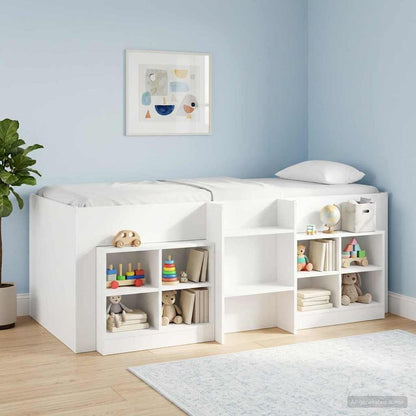 Kids'High Bed Frame White 75 x 190 cm Engineered Wood
