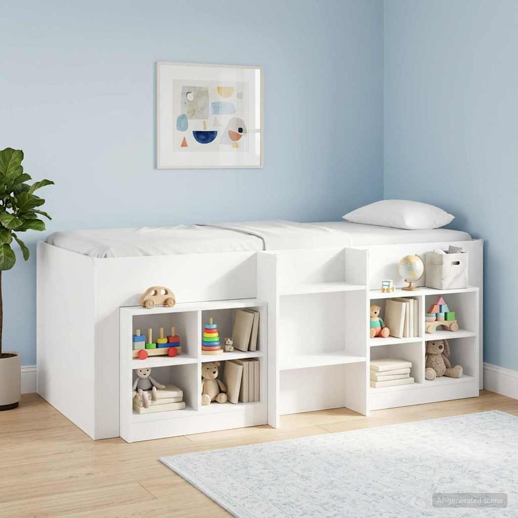 Kids'High Bed Frame White 193 x 96.1 x 68.5 cm Engineered Wood