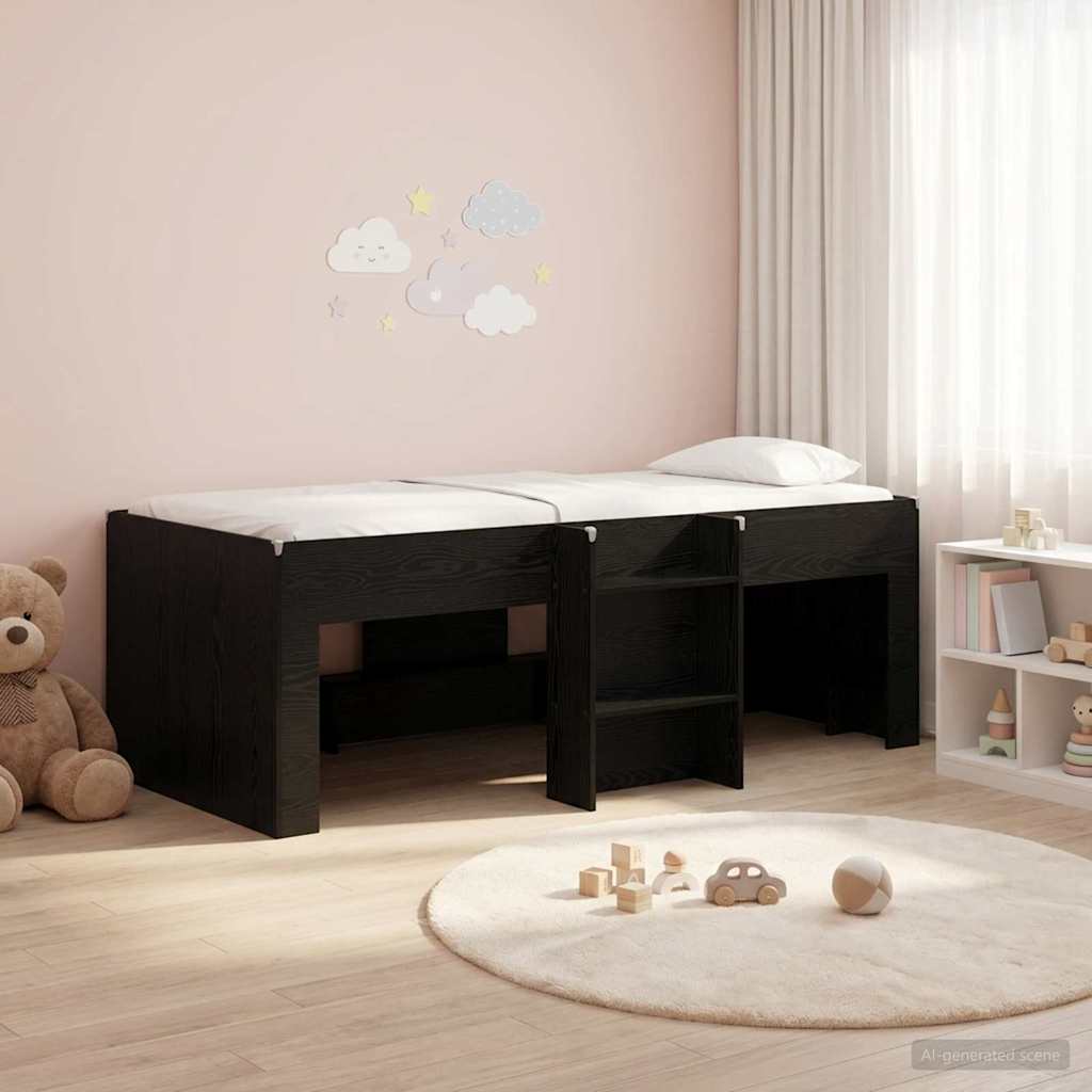 Kids'High Bed Frame Black Oak 193 x 96.1 x 68.5 cm