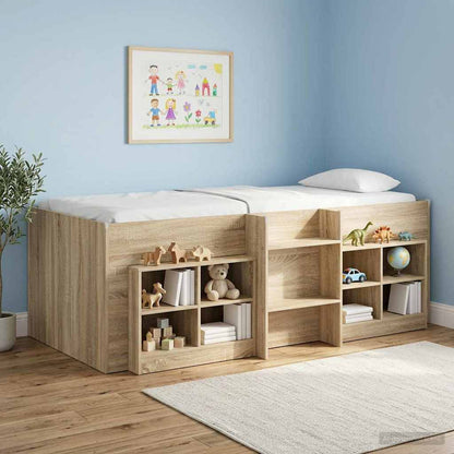 Kids'High Bed Frame Sonoma Oak 75 x 190 cm Engineered Wood
