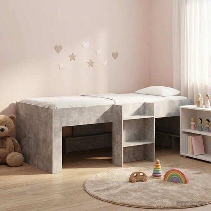 Kids'High Bed Frame Concrete Grey 75 x 190 cm Engineered Wood