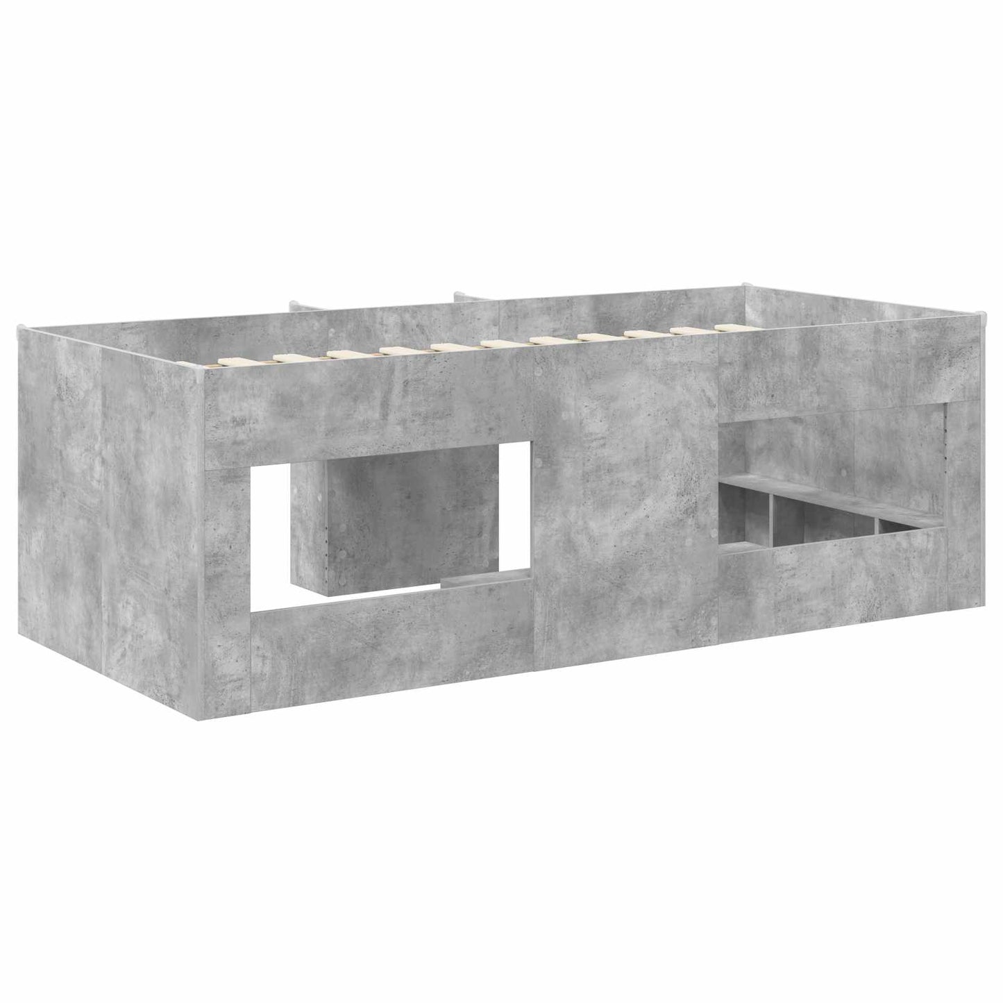 Kids'High Bed Frame Concrete Grey 75 x 190 cm Engineered Wood