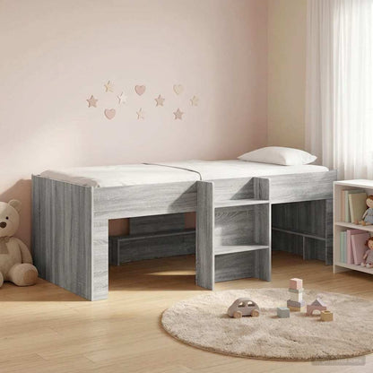 Kids'High Bed Frame Grey Sonoma 75 x 190 cm Engineered Wood