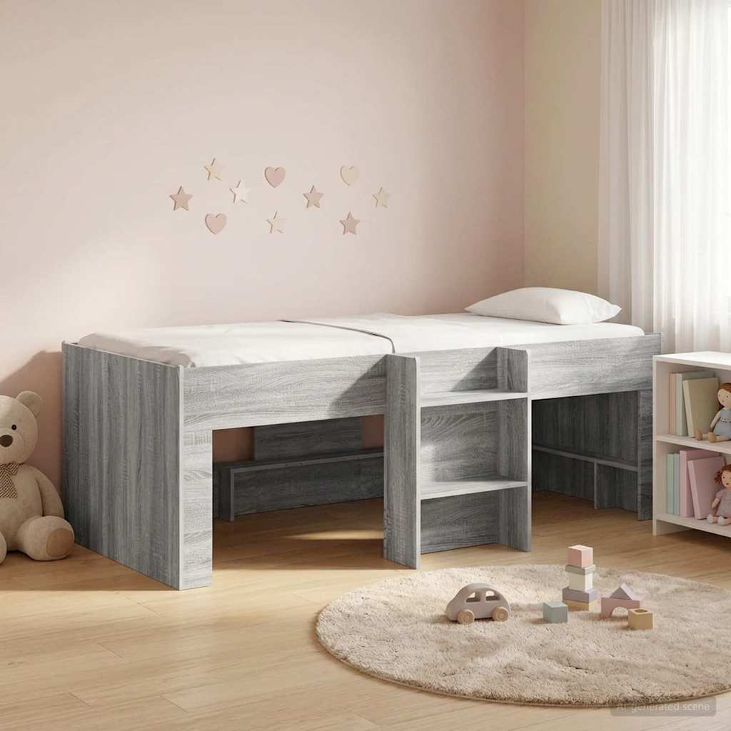 Kids'High Bed Frame Grey Sonoma 193 x 96.1 x 68.5 cm