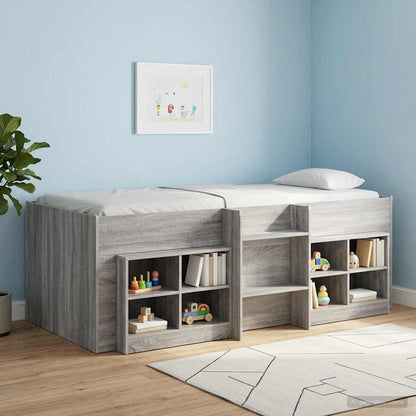Kids'High Bed Frame Grey Sonoma 75 x 190 cm Engineered Wood