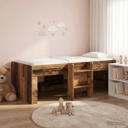 Kids'High Bed Frame Old Wood 75 x 190 cm Engineered Wood
