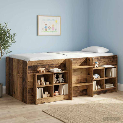 Kids'High Bed Frame Old Wood 75 x 190 cm Engineered Wood