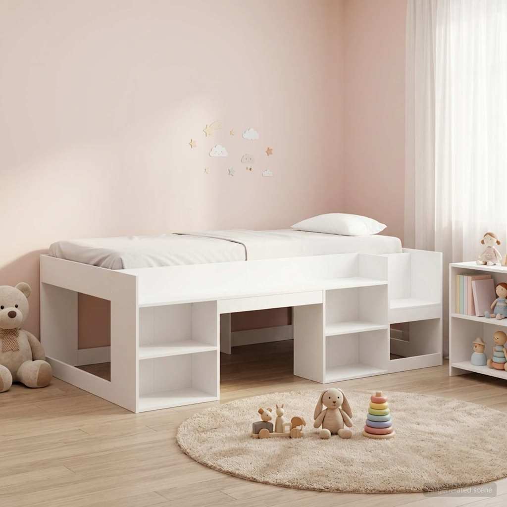 Kids'Bed Frame with Storage White 80 x 200 cm Engineered Wood