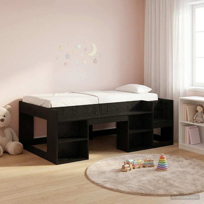 Kids'Bed Frame with Storage Black Oak 80 x 200 cm