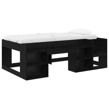 Kids'Bed Frame with Storage Black Oak 80 x 200 cm