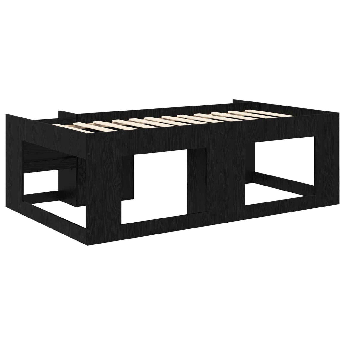Kids'Bed Frame with Storage Black Oak 80 x 200 cm