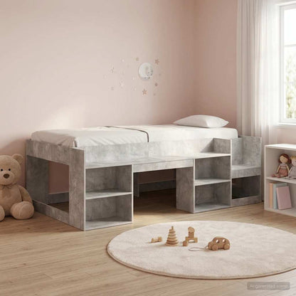 Kids'Bed Frame with Storage Concrete Grey 80 x 200 cm