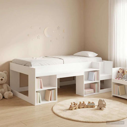 Kids'Bed Frame with Storage White 90 x 200 cm Engineered Wood