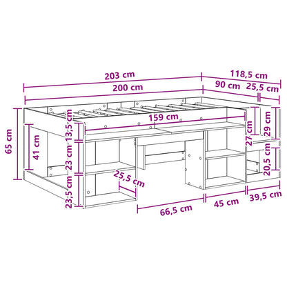Kids'Bed Frame with Storage Concrete Grey 90 x 200 cm