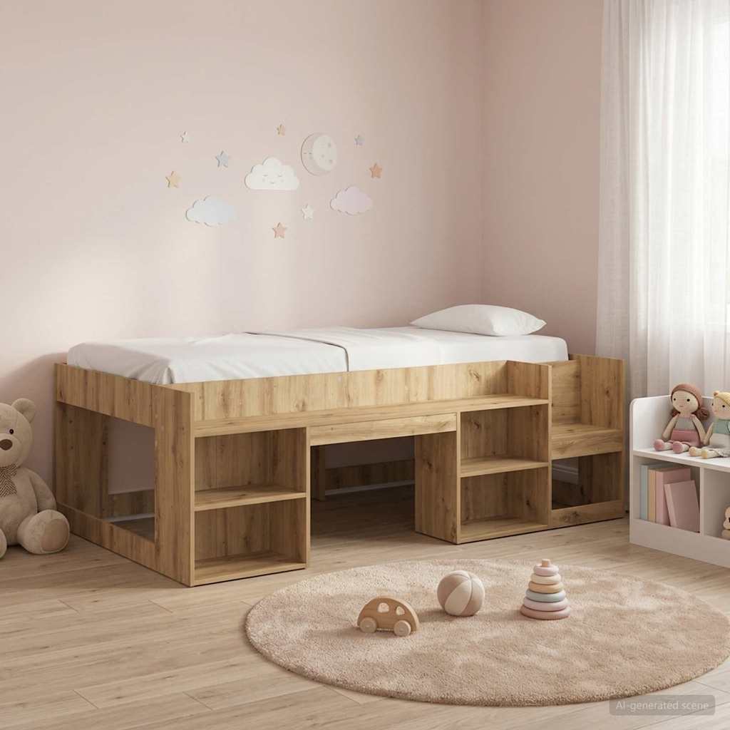 Kids'Bed Frame with Storage Artisan Oak 90 x 200 cm