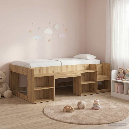 Kids'Bed Frame with Storage Artisan Oak 90 x 200 cm