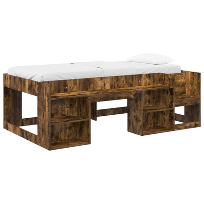Kids'Bed Frame with Storage Smoked Oak 98.5 x 200 cm