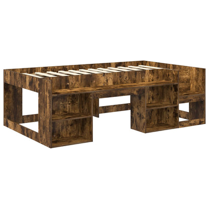 Kids'Bed Frame with Storage Smoked Oak 98.5 x 200 cm