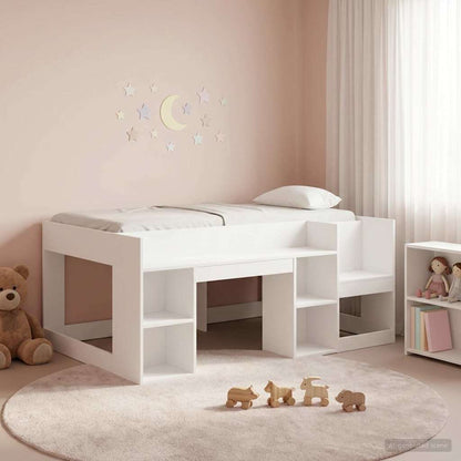Kids'Bed Frame with Storage White 80 x 160 cm Engineered Wood