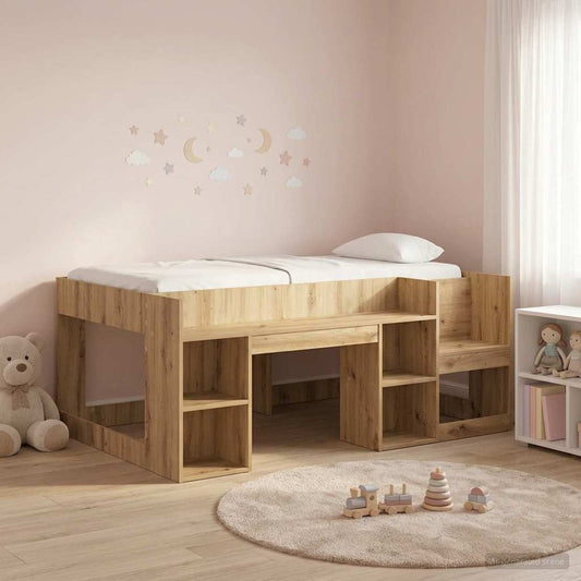 Kids'Bed Frame with Storage Artisan Oak 80 x 160 cm