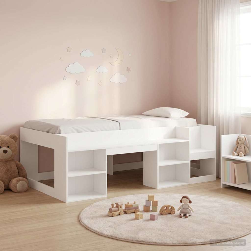 Kids'Bed Frame with Storage White 90 x 190 cm Engineered Wood