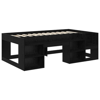 Kids'Bed Frame with Storage Black Oak 90 x 190 cm