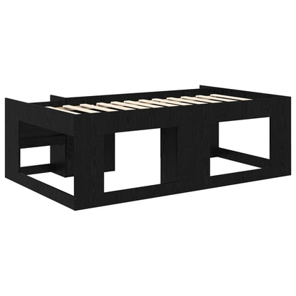 Kids'Bed Frame with Storage Black Oak 90 x 190 cm