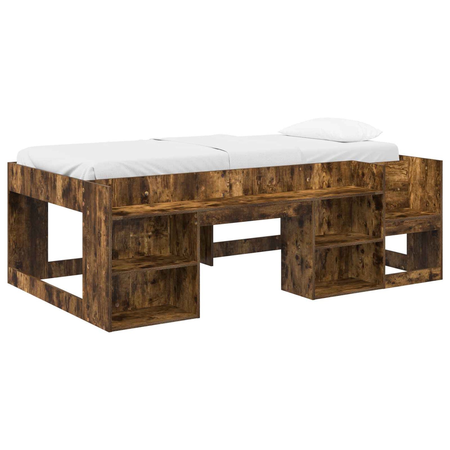 Kids'Bed Frame with Storage Smoked Oak 90 x 190 cm