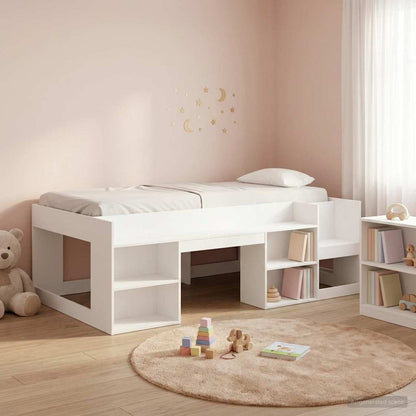 Kids'Bed Frame with Storage White 75 x 190 cm Engineered Wood