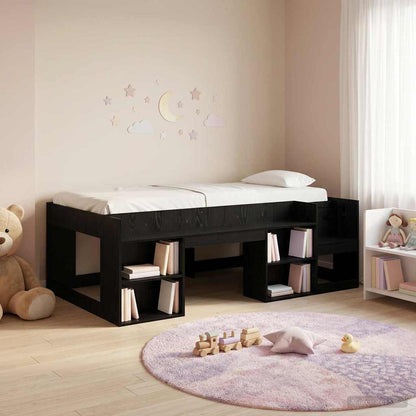Kids'Bed Frame with Storage Black Oak 75 x 190 cm
