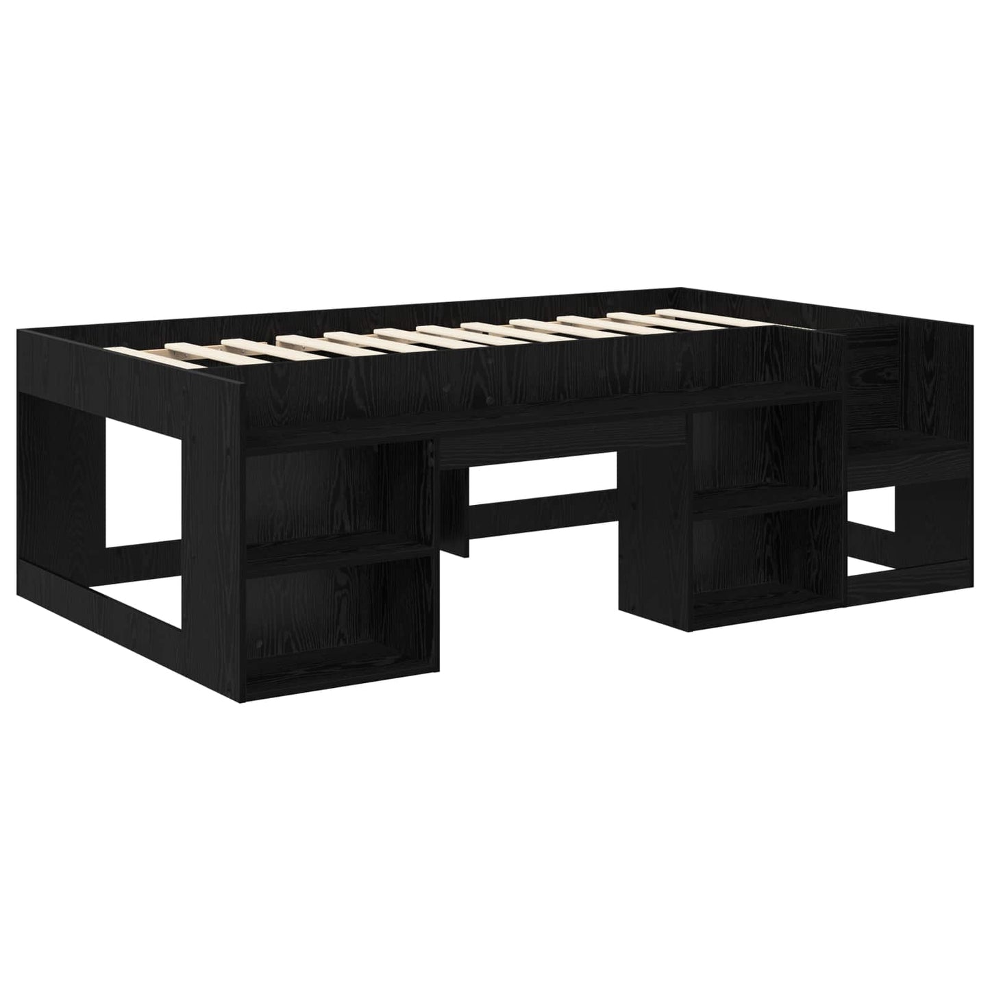 Kids'Bed Frame with Storage Black Oak 75 x 190 cm