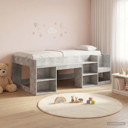 Kids'Bed Frame with Storage Concrete Grey 75 x 190 cm