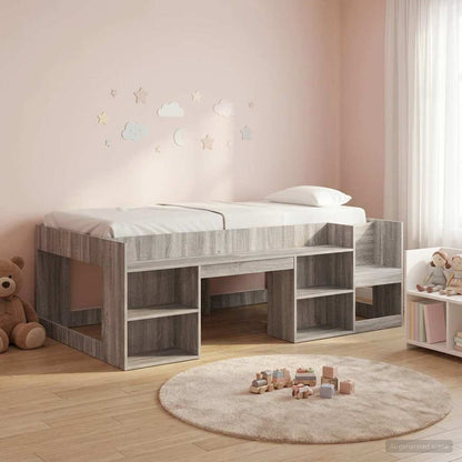 Kids'Bed Frame with Storage Grey Sonoma 75 x 190 cm