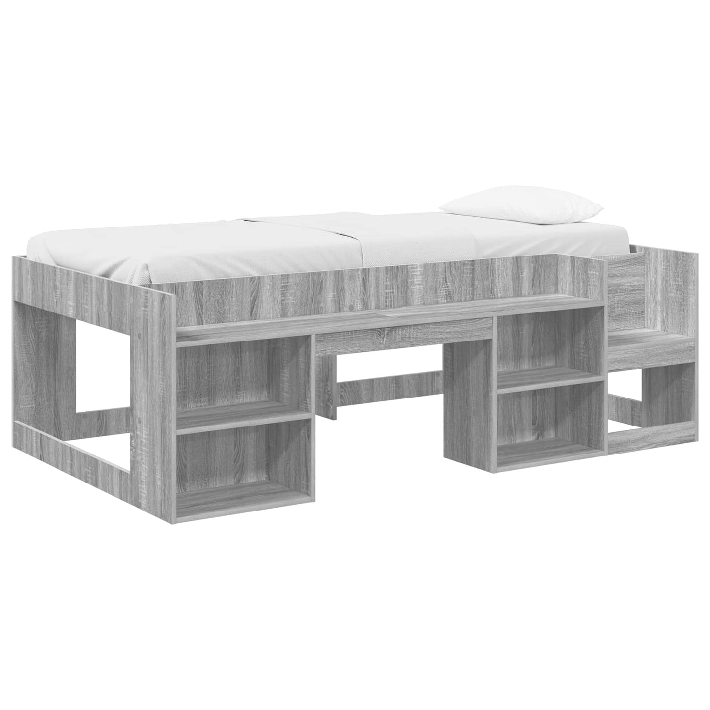 Kids'Bed Frame with Storage Grey Sonoma 75 x 190 cm
