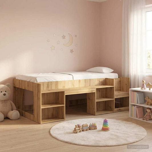 Kids'Bed Frame with Storage Artisan Oak 75 x 190 cm