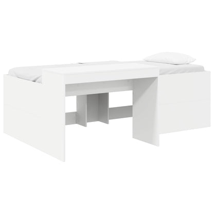 Kids'High Bed Frame with Desk White 80 x 200 cm