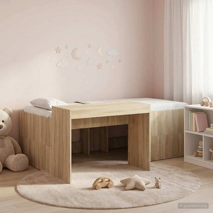 Kids'High Bed Frame with Desk Sonoma Oak 80 x 200 cm