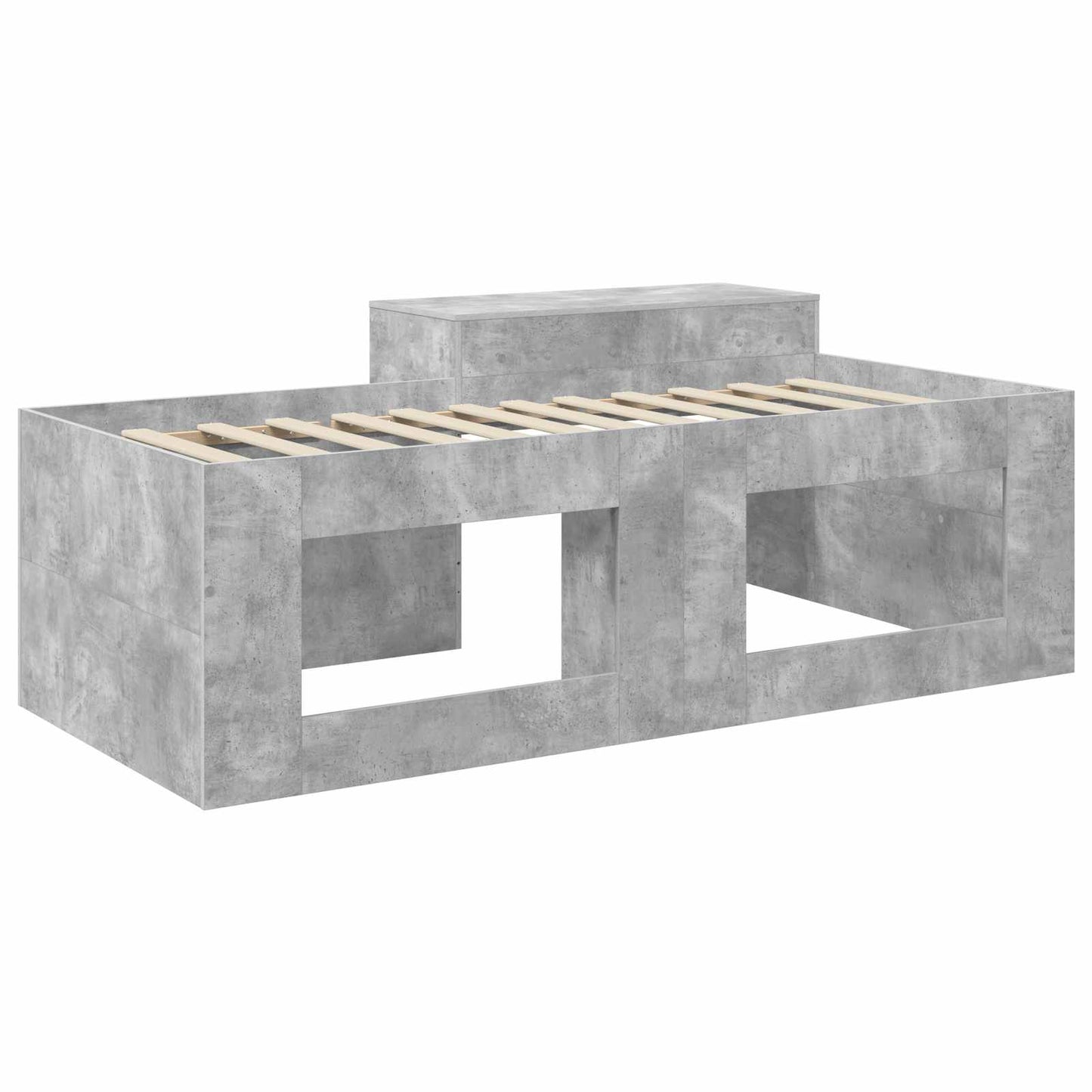 Kids'High Bed Frame with Desk Concrete Grey 80 x 200 cm