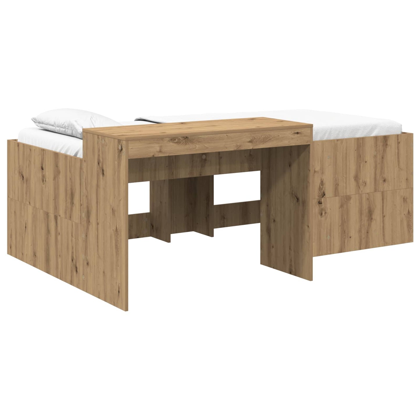 Kids'High Bed Frame with Desk Artisan Oak 80 x 200 cm