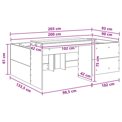 Kids'High Bed Frame with Desk White 90 x 200 cm