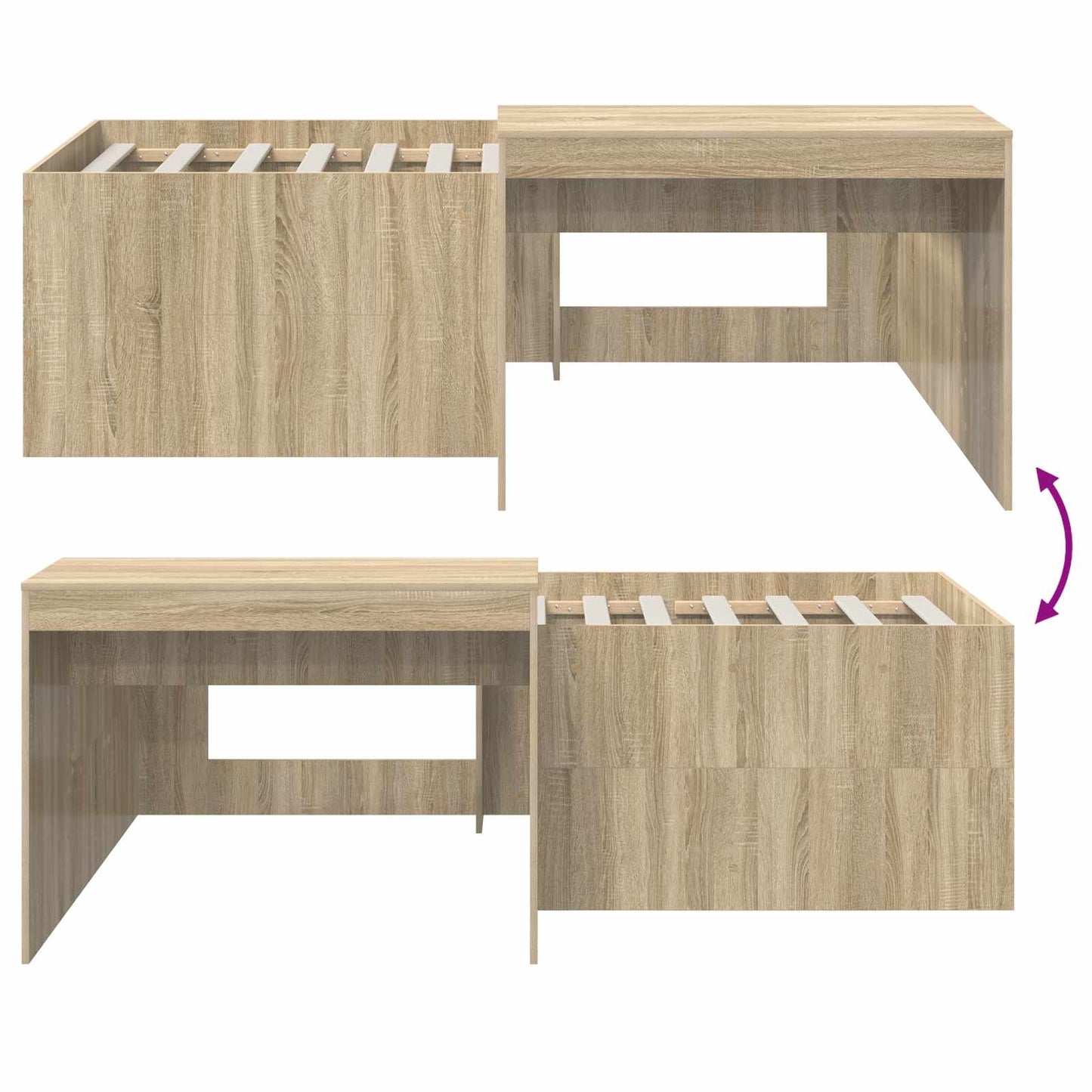 Kids'High Bed Frame with Desk Sonoma Oak 90 x 200 cm